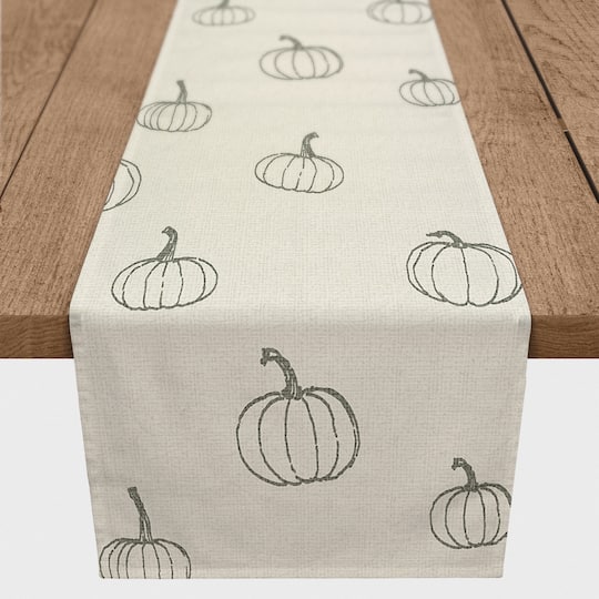 90" Gray Mini Pumpkin Pattern Cotton Twill Runner